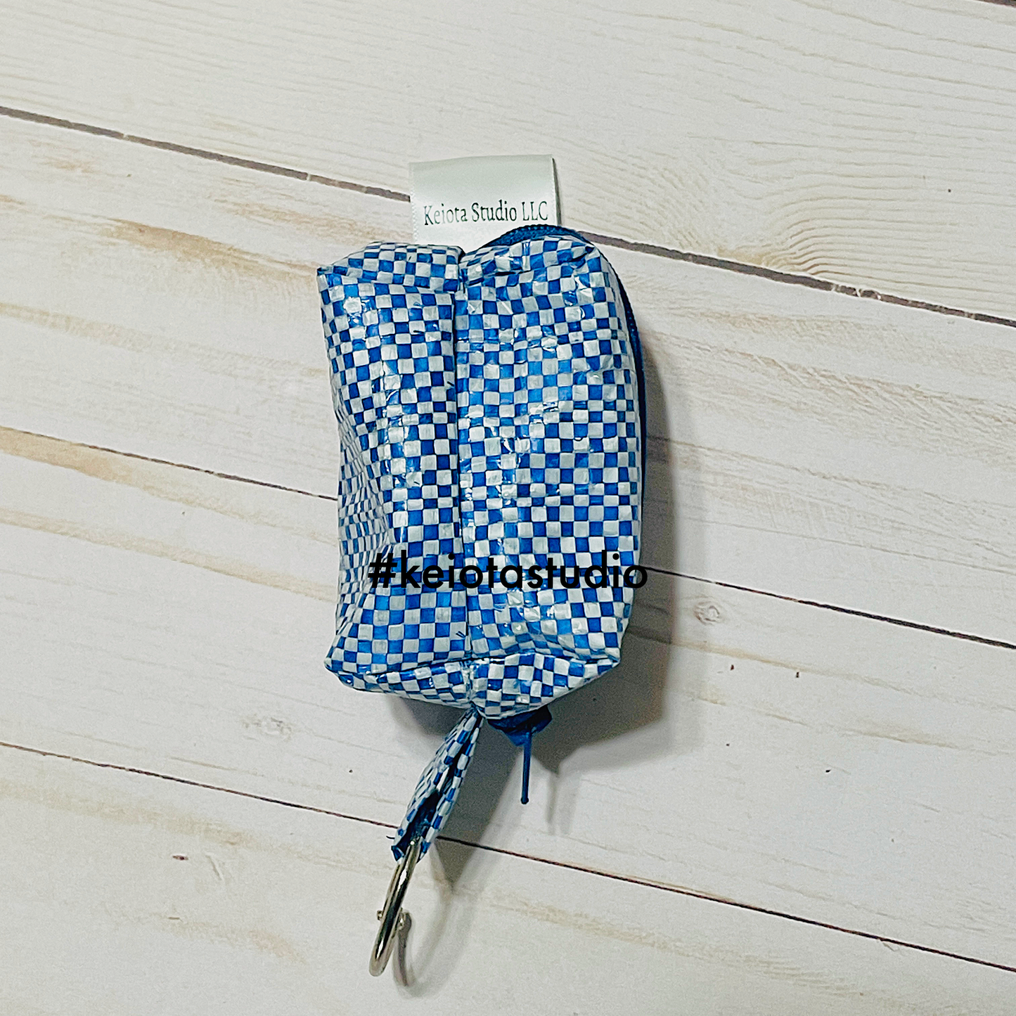 Blue Recycled Plastic Keychain Pouch