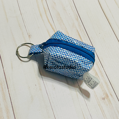 Blue Recycled Plastic Keychain Pouch